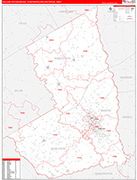 College Station-Bryan Metro Area Wall Map Red Line Style